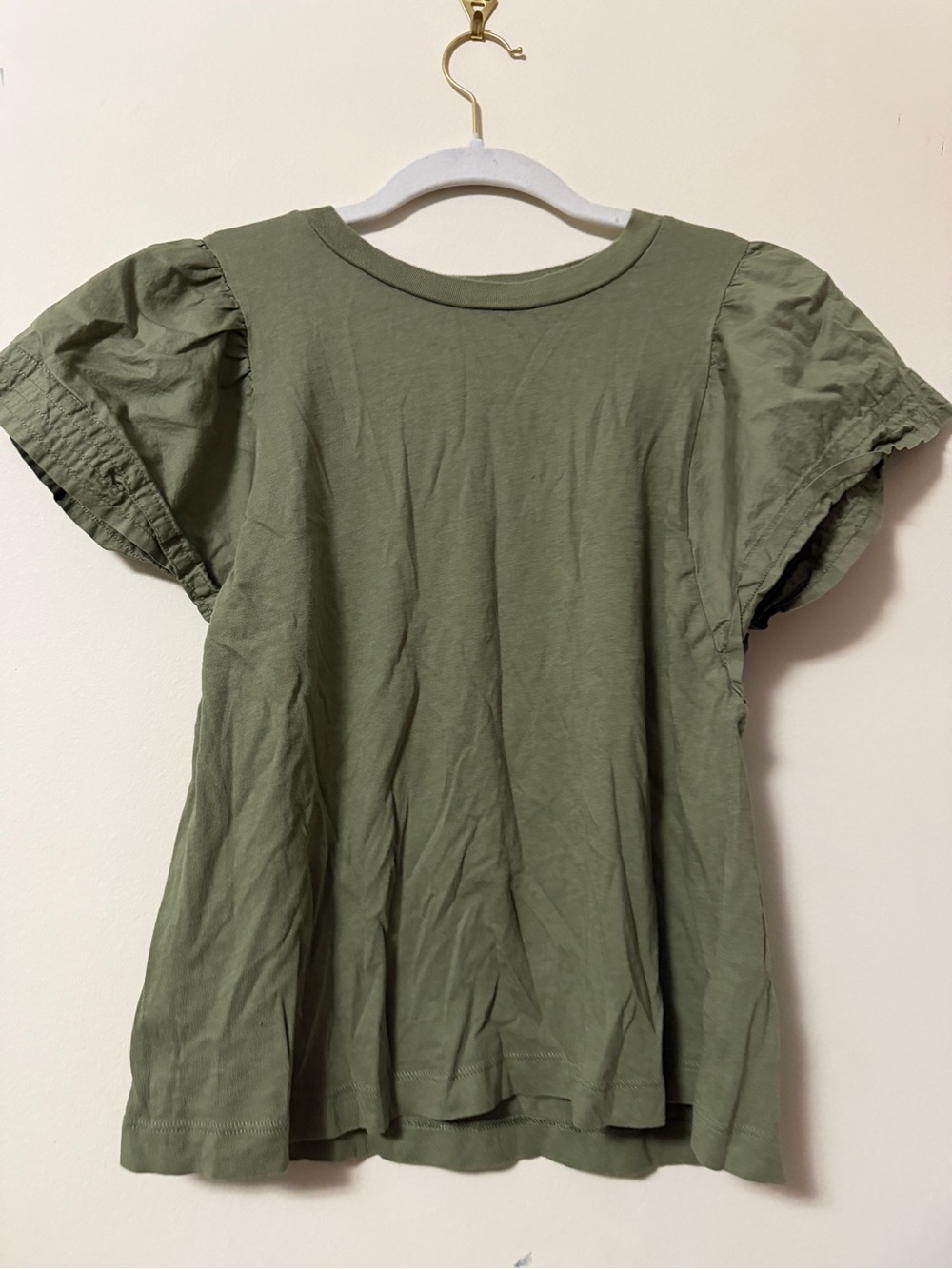 Old Navy Olive Ruffle Sleeve Short Sleeve Tee